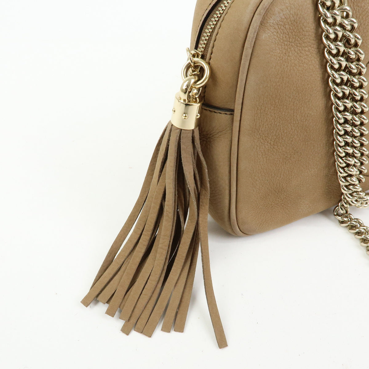 GUCCI SOHO Interlocking G Leather Chain Shoulder Bag Biege 308983