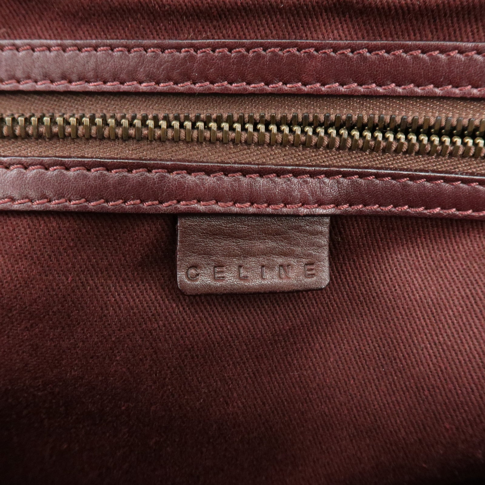 CELINE Boogie Bag Leather Kiss Lock Hand Bag Bordeaux