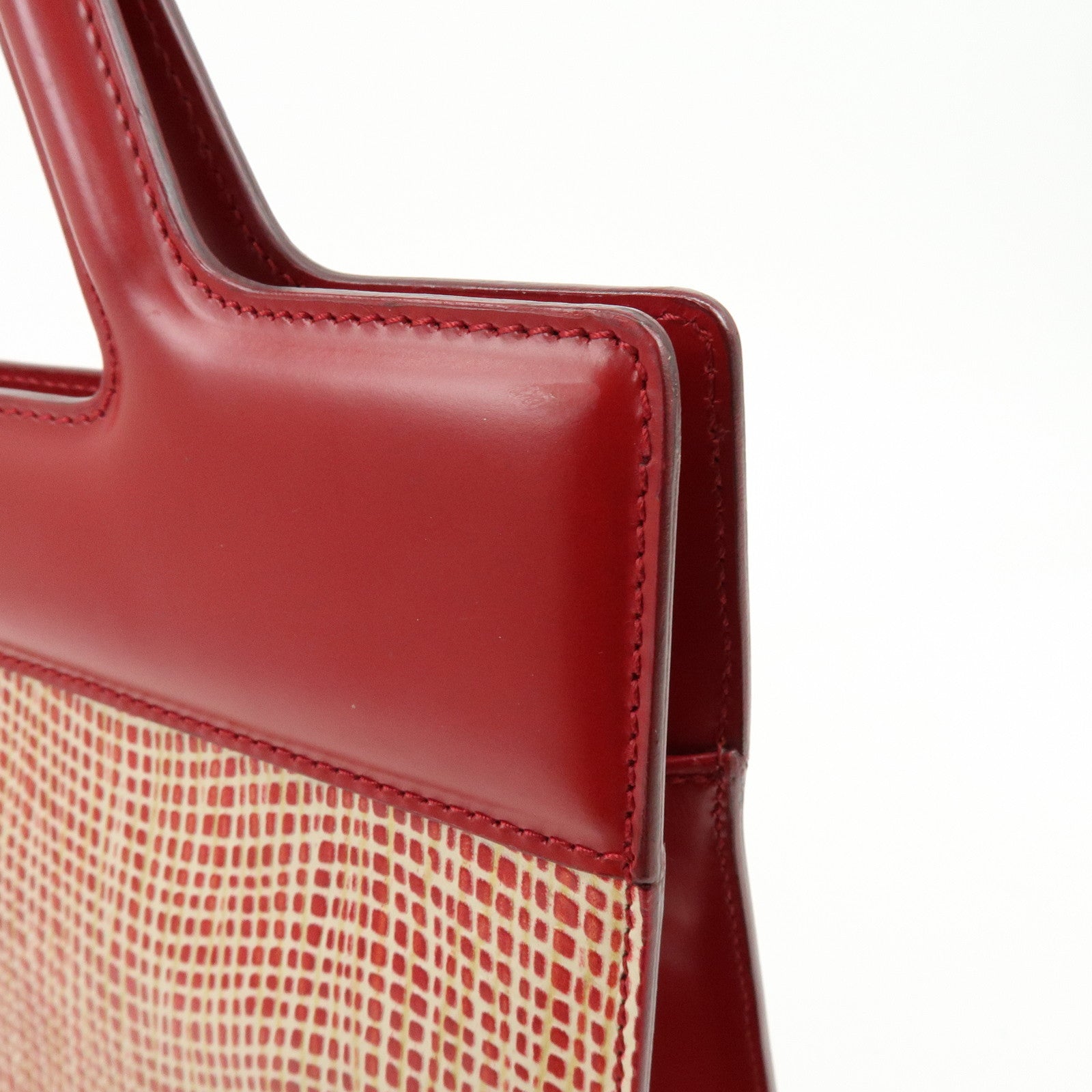 Ferragamo Gancini Leather 2Way Bag Hand Bag Shoulder Bag Red