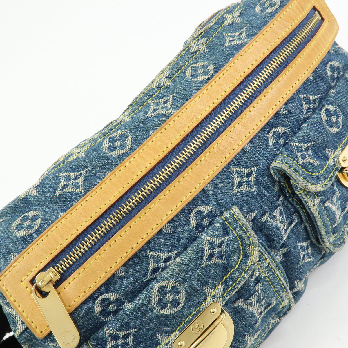 Louis Vuitton Monogram Denim Baggy PM 2Way Bag Shoulder Bag Blue M95049
