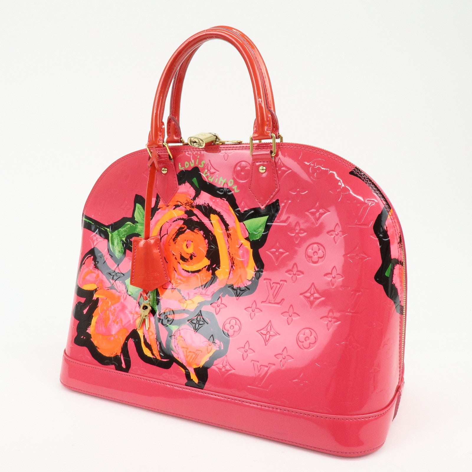 Louis Vuitton Monogram Rose Vernis Alma MM Hand Bag Rose Pop M93686
