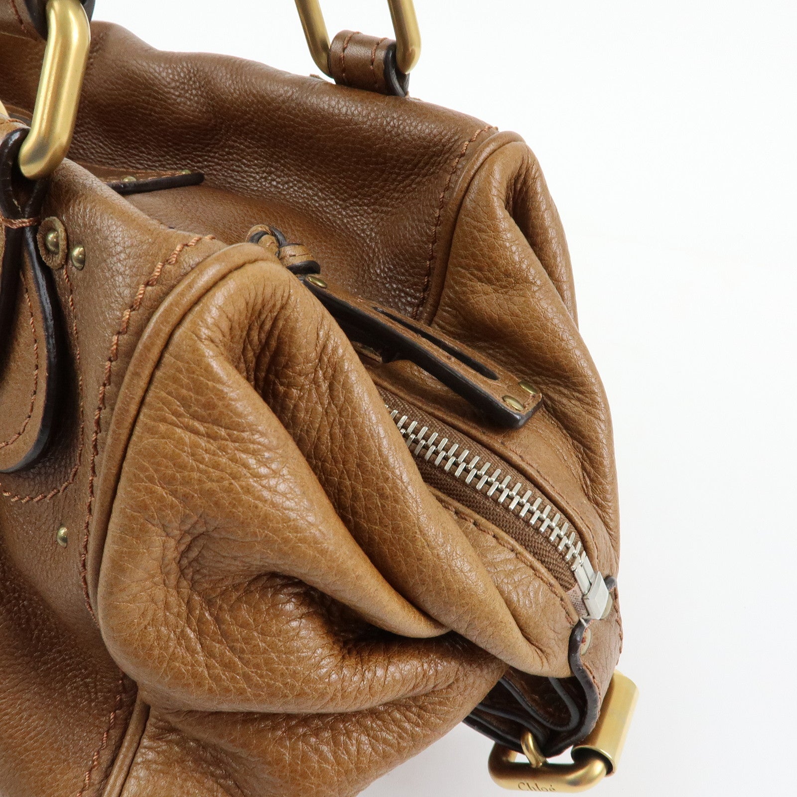 Chloe Paddington Leather Hand Bag Boston Bag Brown