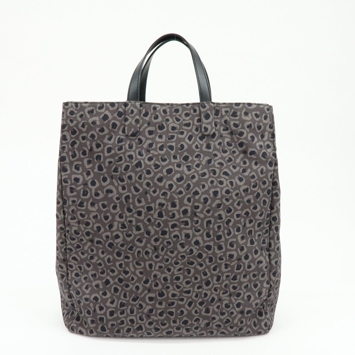 GUCCI Logo Canvas Leather Tote Bag Leopard Grey Black 341739