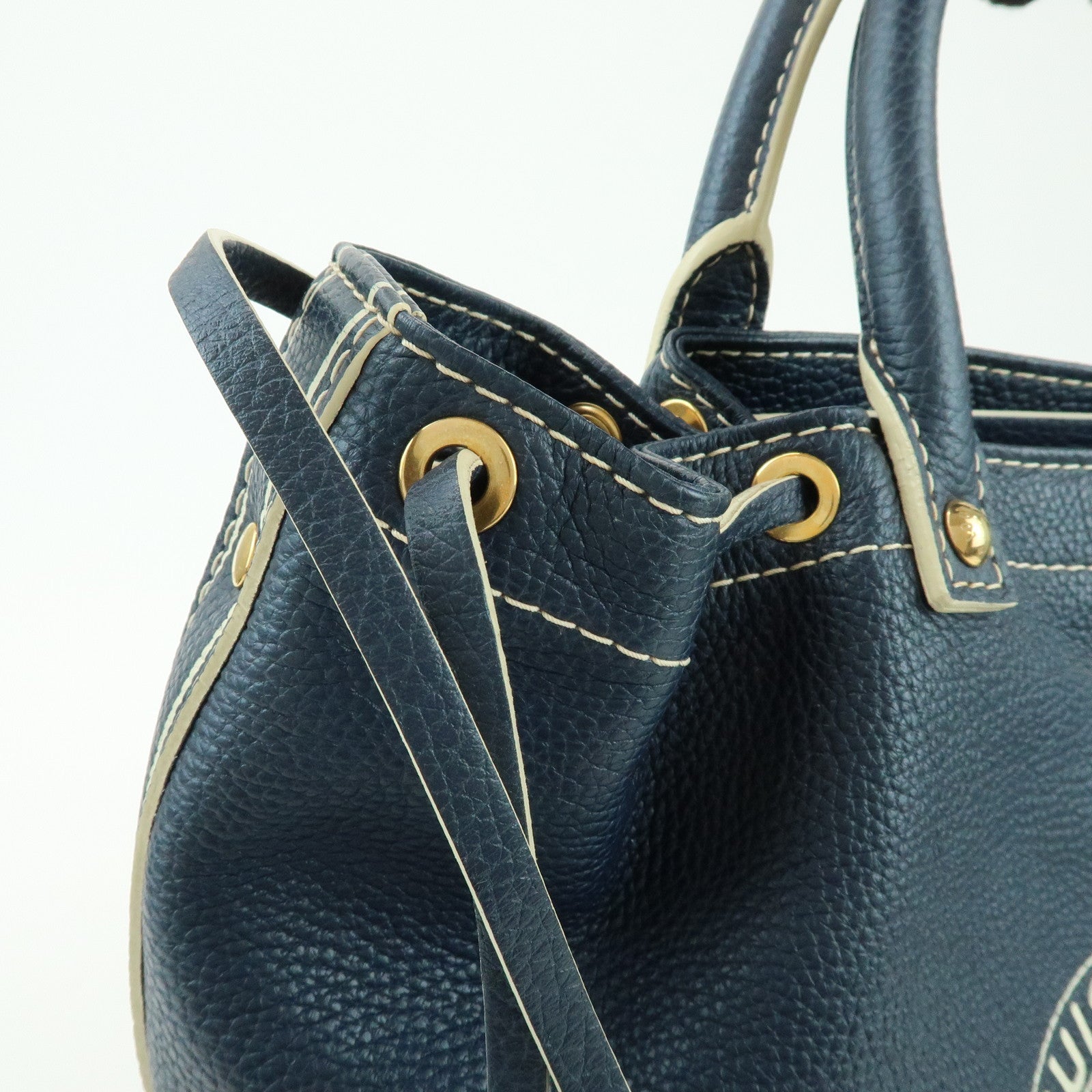 Louis Vuitton T&B Tobago Leather Shoe Bag Hand Bag Blue M95149