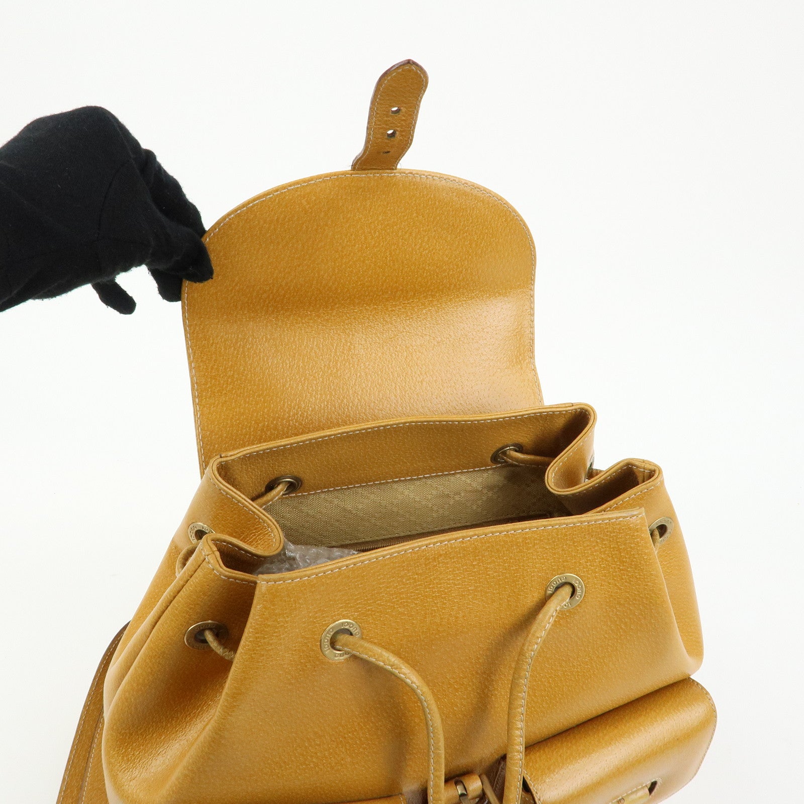GUCCI Bamboo Leather Backpack Rucksack Mustard 003 1998 0016