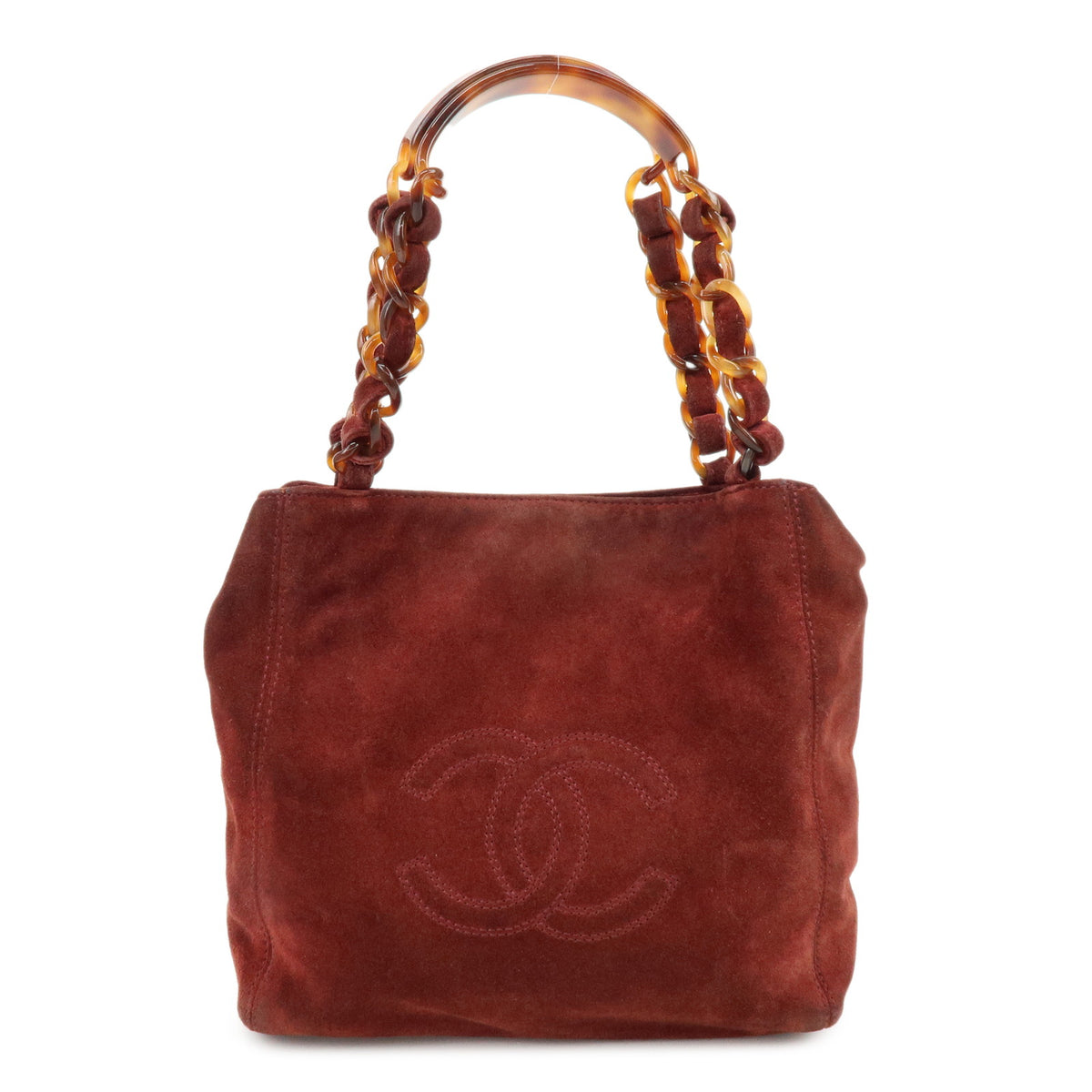 CHANEL COCO Mark Suede Leather Hand Bag Tote Bag Bordeaux