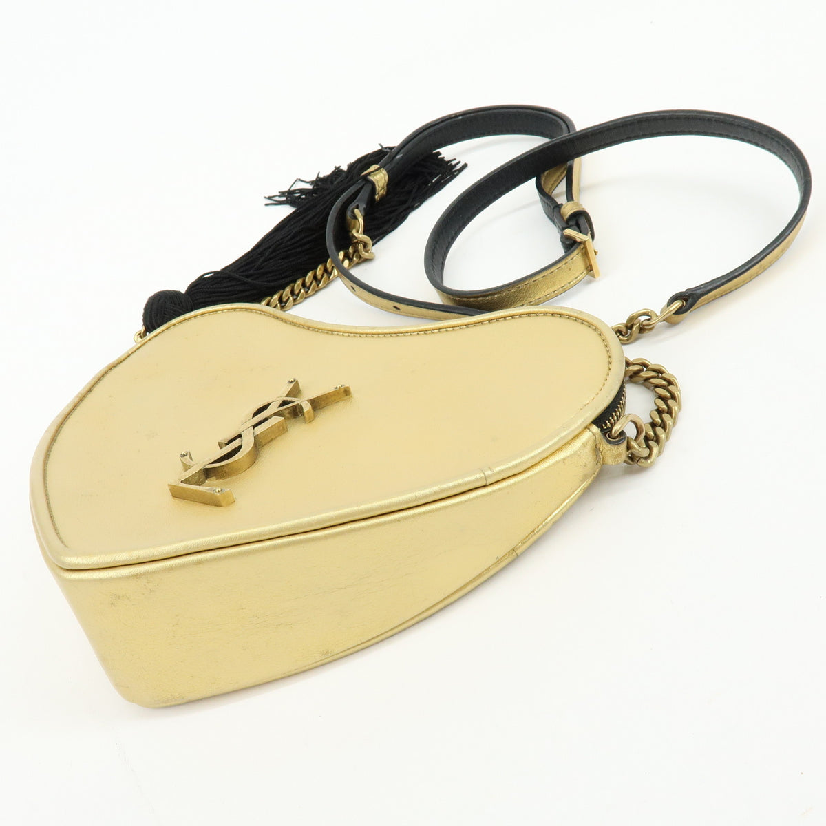 SAINT LAURENT PARIS Cassandra Leather Shoulder Bag Tassel Gold 540694