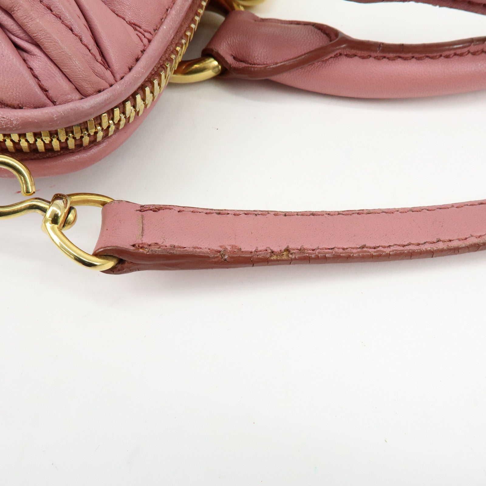 MIU MIU Matelasse Nappa Leather 2Way Hand Bag Shoulder Bag Pink RLN059