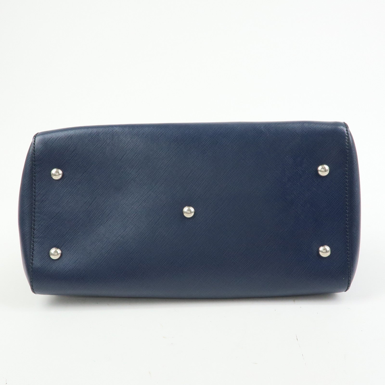 Ferragamo Gancini Canvas Leather 2Way Bag Hand Bag Navy