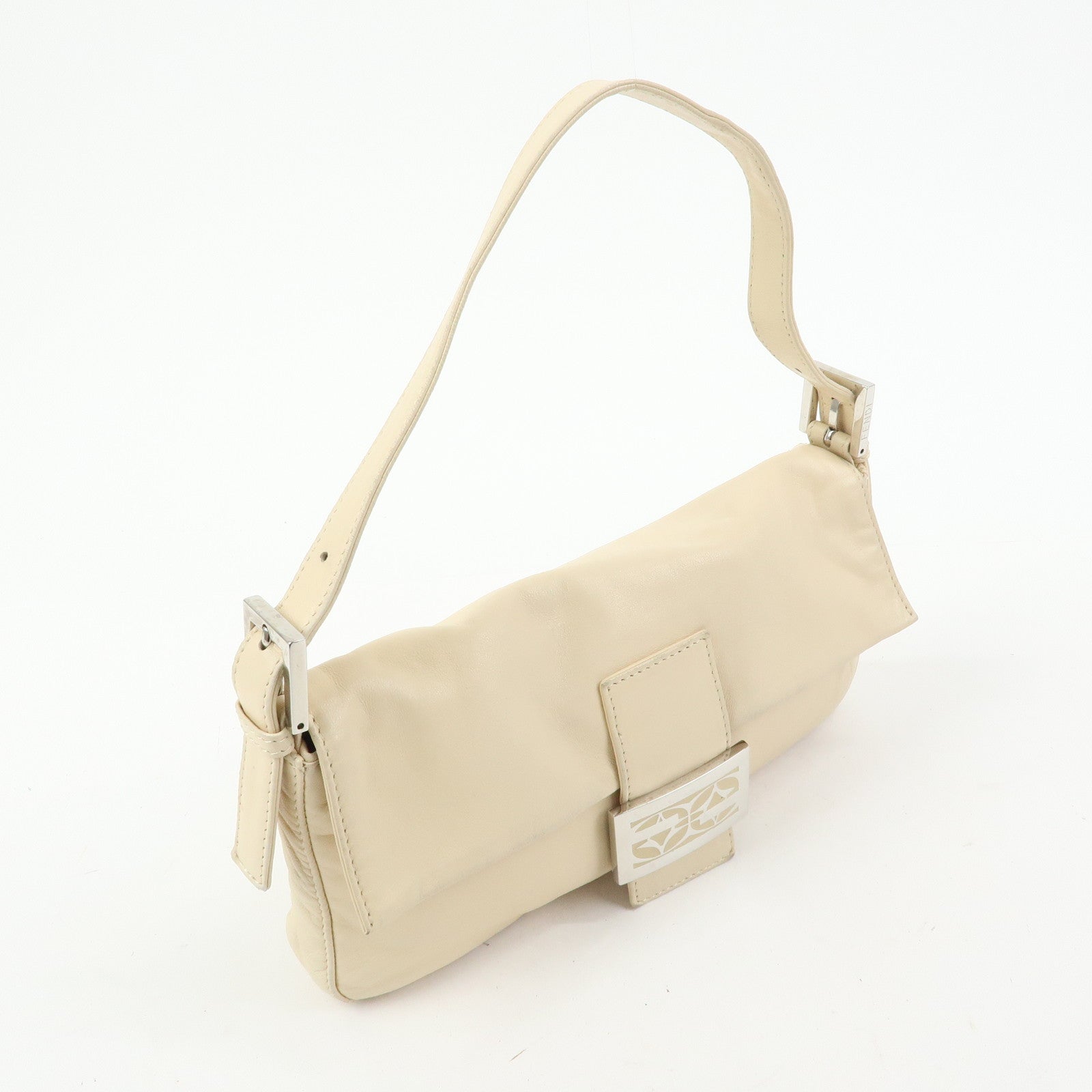 FENDI Mamma Baguette Nappa Leather Shoulder Bag Hand Bag Ivory