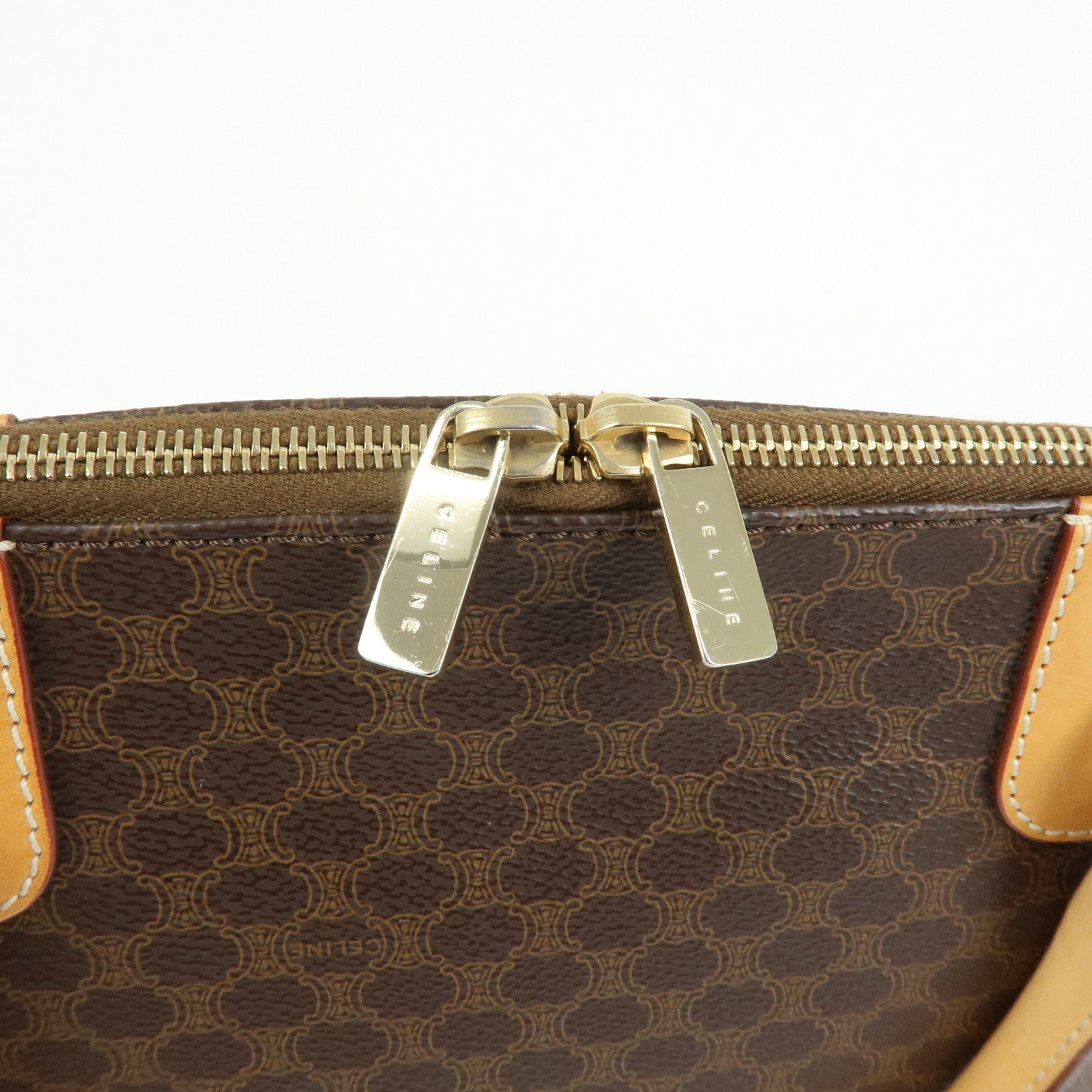 CELINE Macadam PVC Leather 2Way Bag Hand Bag Brown