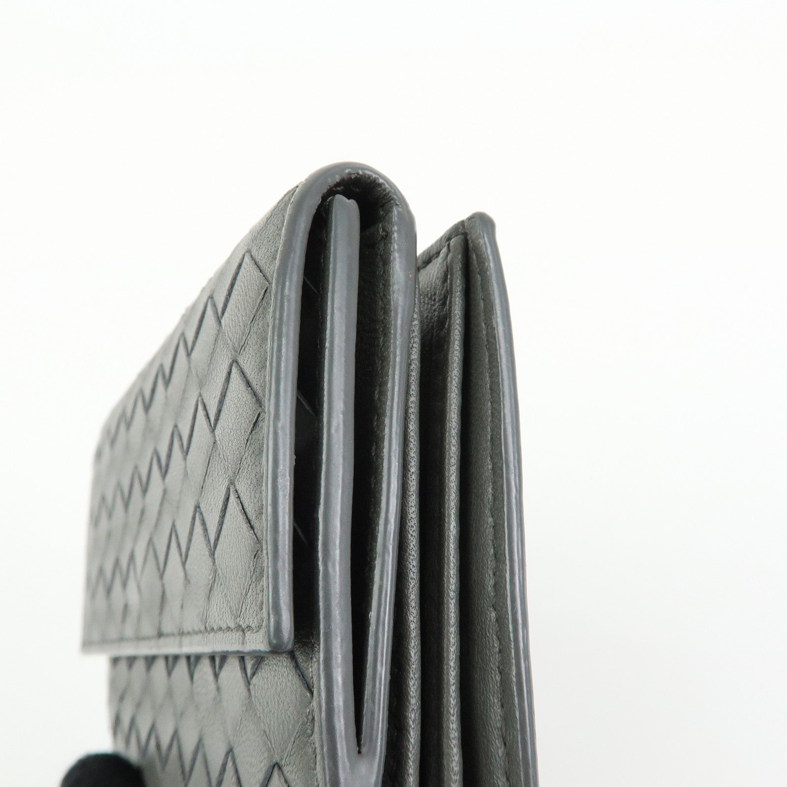 BOTTEGA VENETA Intrecciato Leather Compact Wallet Grey