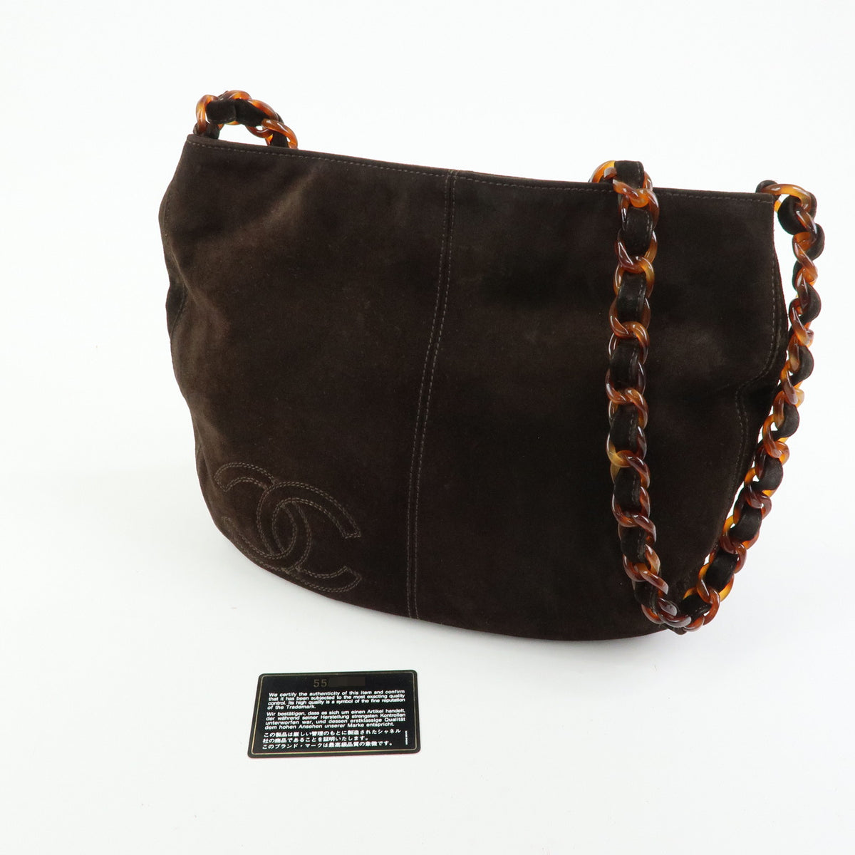 CHANEL COCO Mark Suede Plastic Chain Shoulder Bag Crossbody Bag Brown