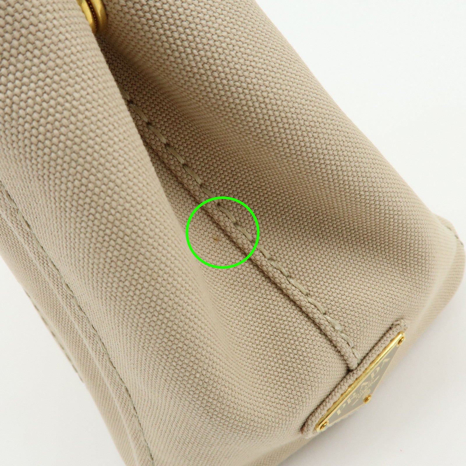 PRADA Triangle Logo Canapa Mini Canvas 2Way Bag Hand Bag Beige 1BG439