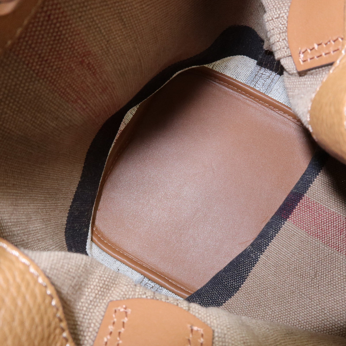 BURBERRY Nova Plaid Ashby Medium Canvas Leather Hobo Shoulder Bag