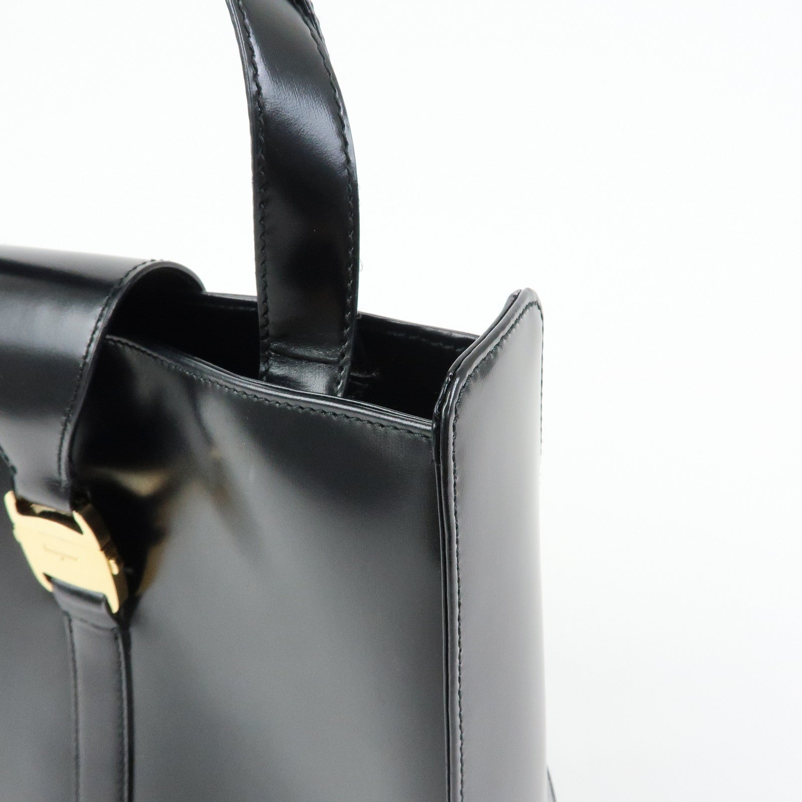Ferragamo Vara Leather 2way Bag Hand Bag Black