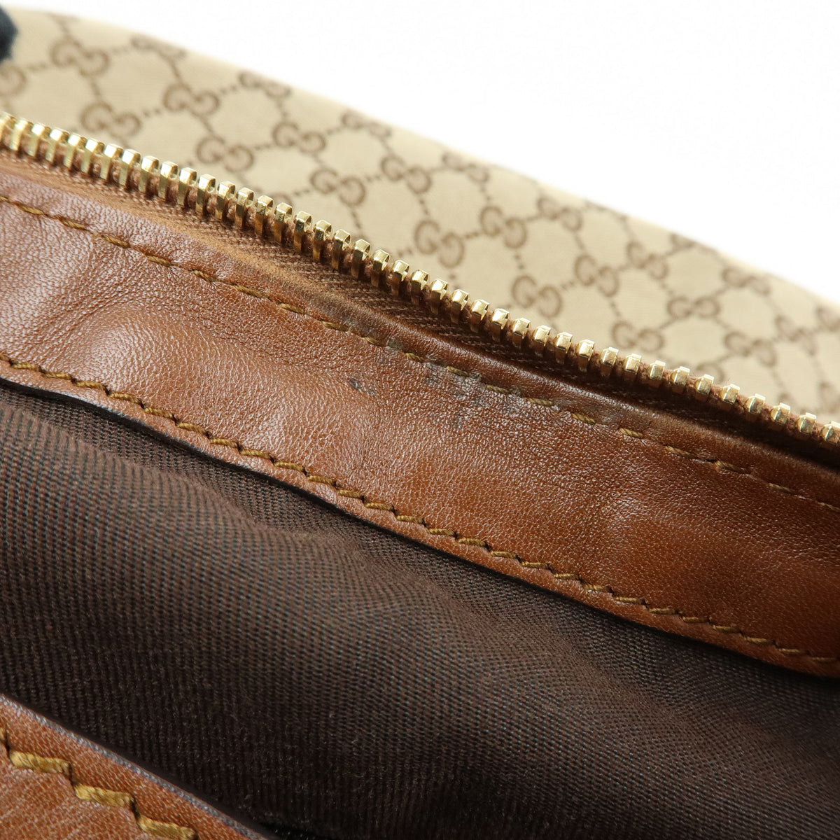 GUCCI Sukey Interlocking G GG Canvas Leather Shoulder Bag Beige 232955