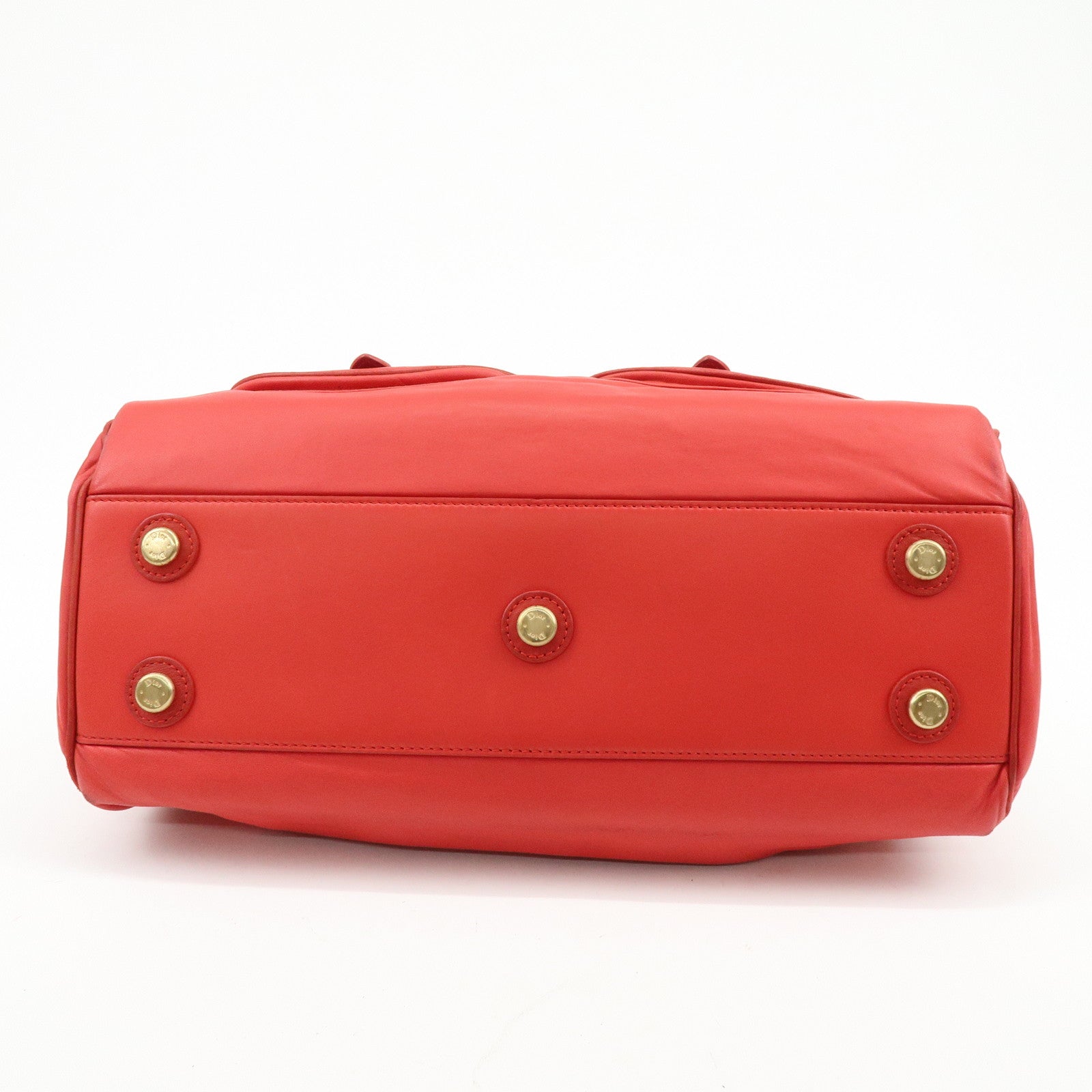 Christian Dior My Dior Logo Leather Hand Bag Satchel Bag Red