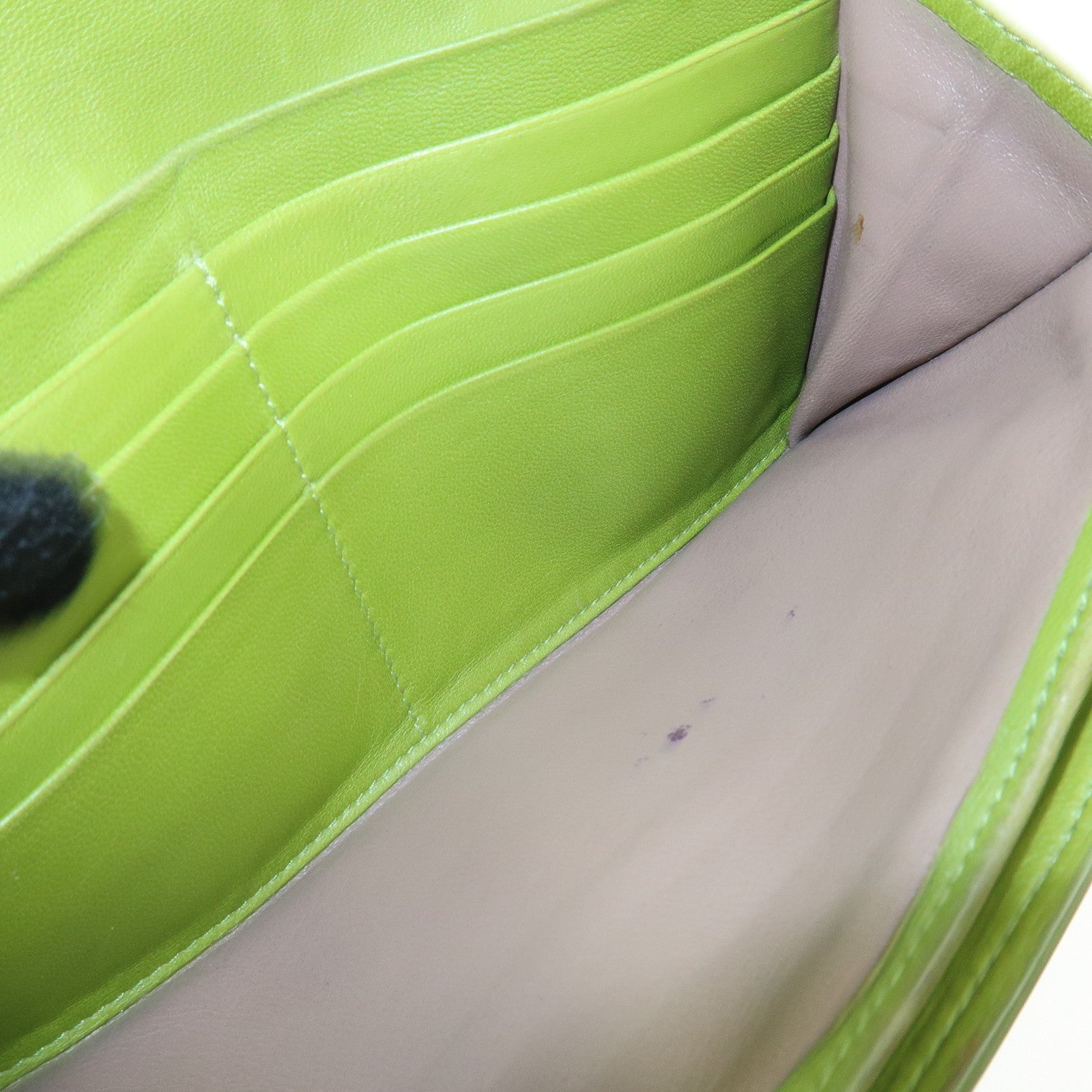 BOTTEGA VENETA Intrecciato Leather Flap Long Wallet Green