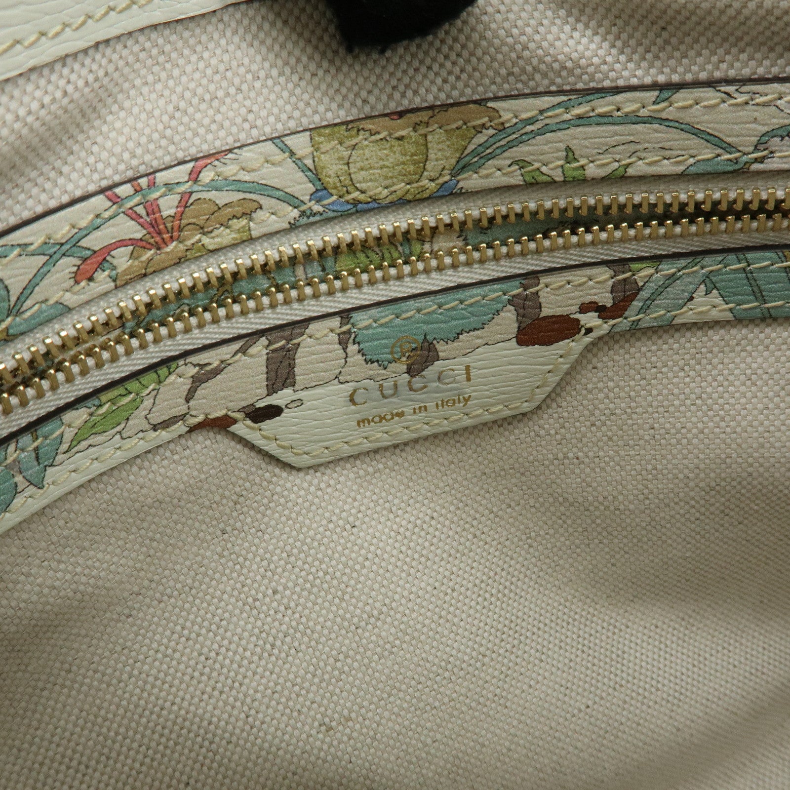 GUCCI Jackie 1961 Tiger Leather Shoulder Bag White Multicolor 636709