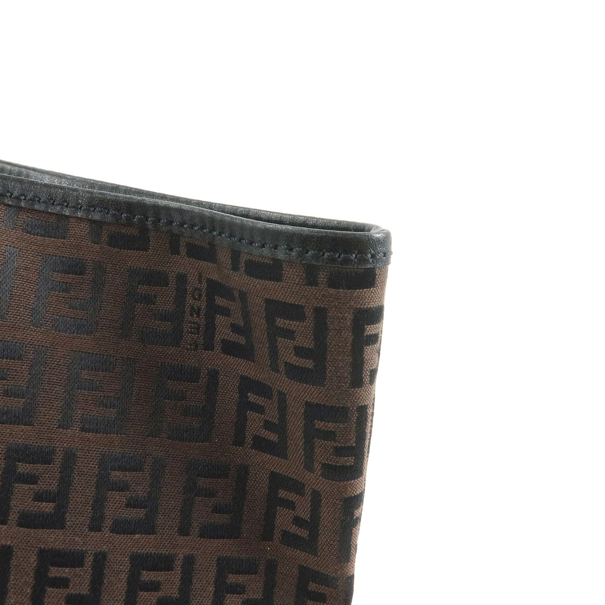 FENDI Zucchino Canvas Leather Tote Bag Shoulder Bag Brown 8BH005