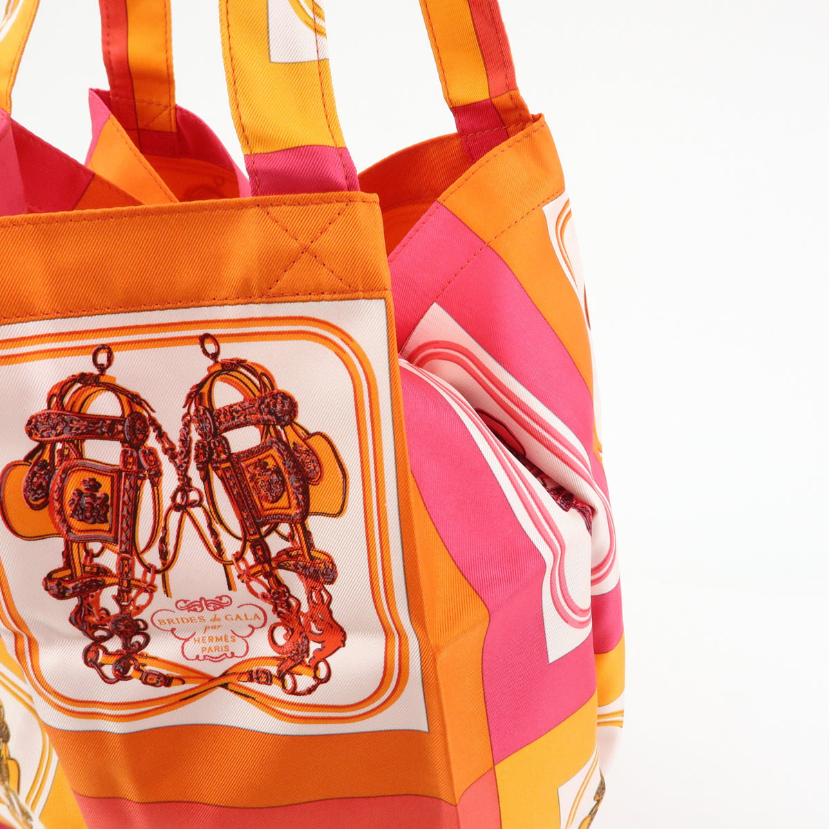 HERMES Buffle Skipper Silk 100% Silky Pop Foldable Tote Bag □L Stamped