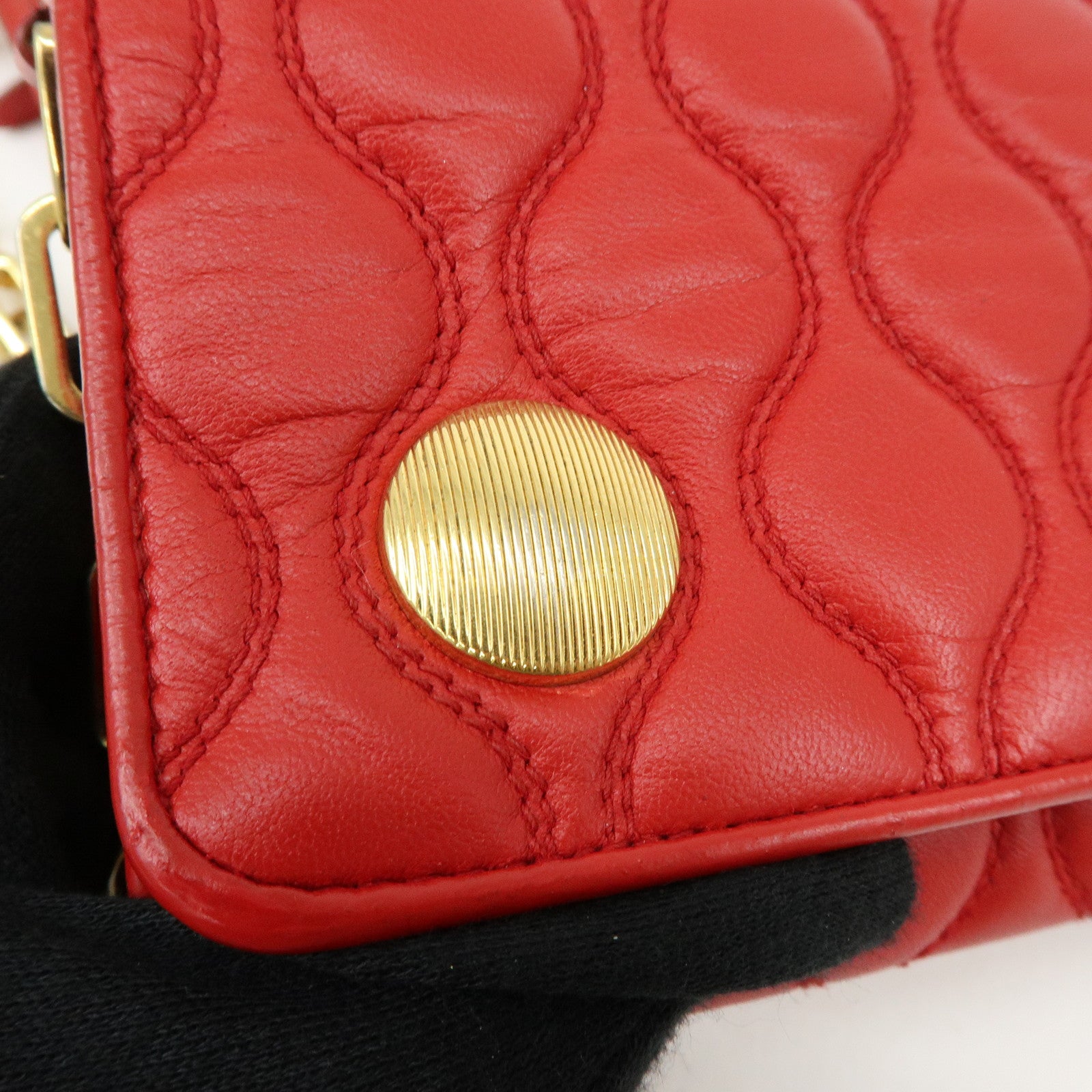MIU MIU Nappa Leather Chain Long Wallet Shoulder Bag Red