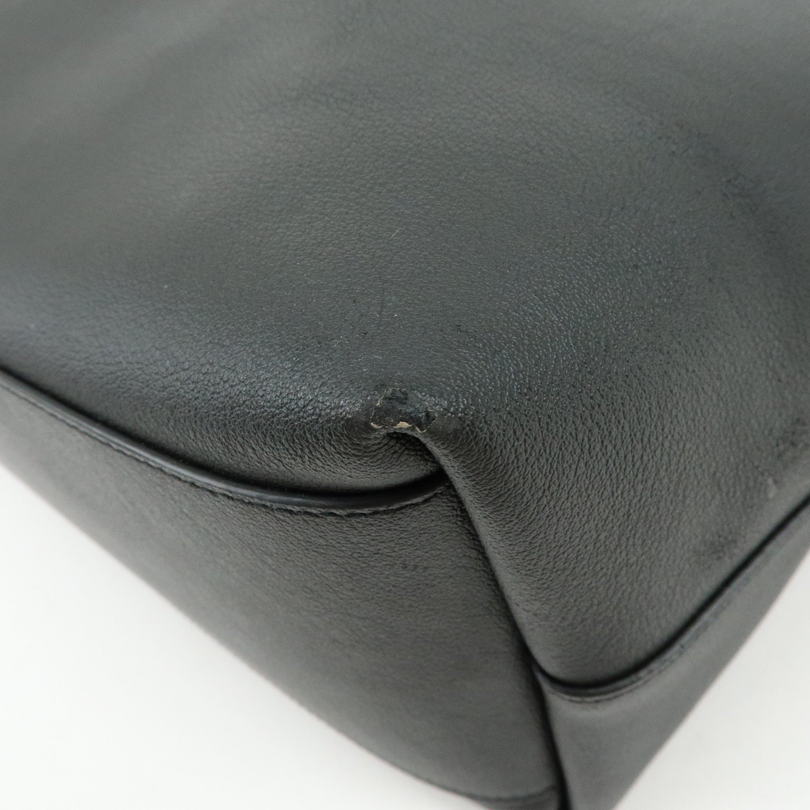 SAINT LAURENT Leather Sac Shopping Tote Bag Shoulder Bag Black 467946