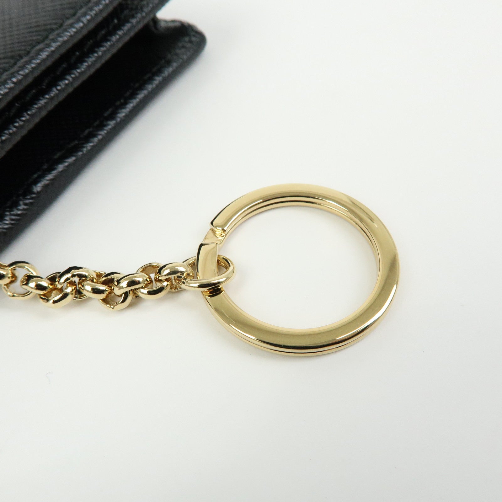 Ferragamo Gancini Embossed Leather Card Case Card Holder Black