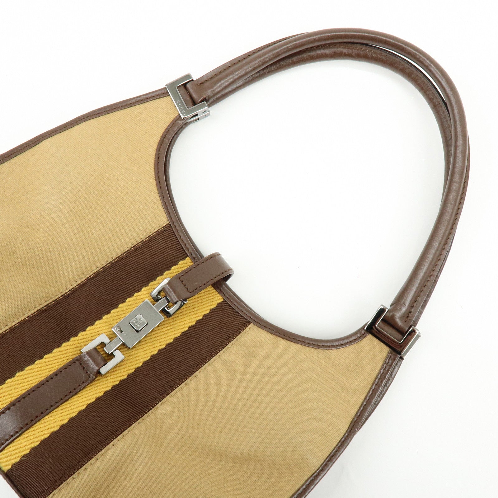 GUCCI Jackie Sherry Canvas Leather Shoulder Bag Hand Bag 002.1068