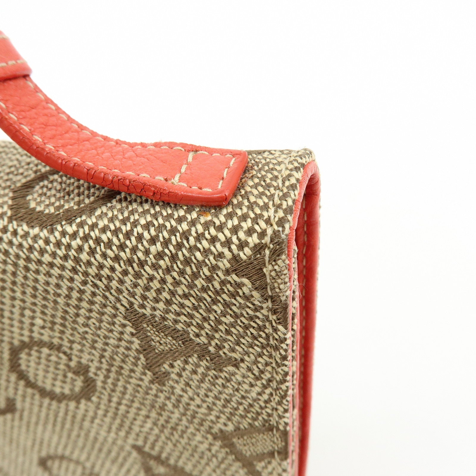 BVLGARI Logomania Jacquard Leather Bi-fold Long Wallet 2Way Bag Beige