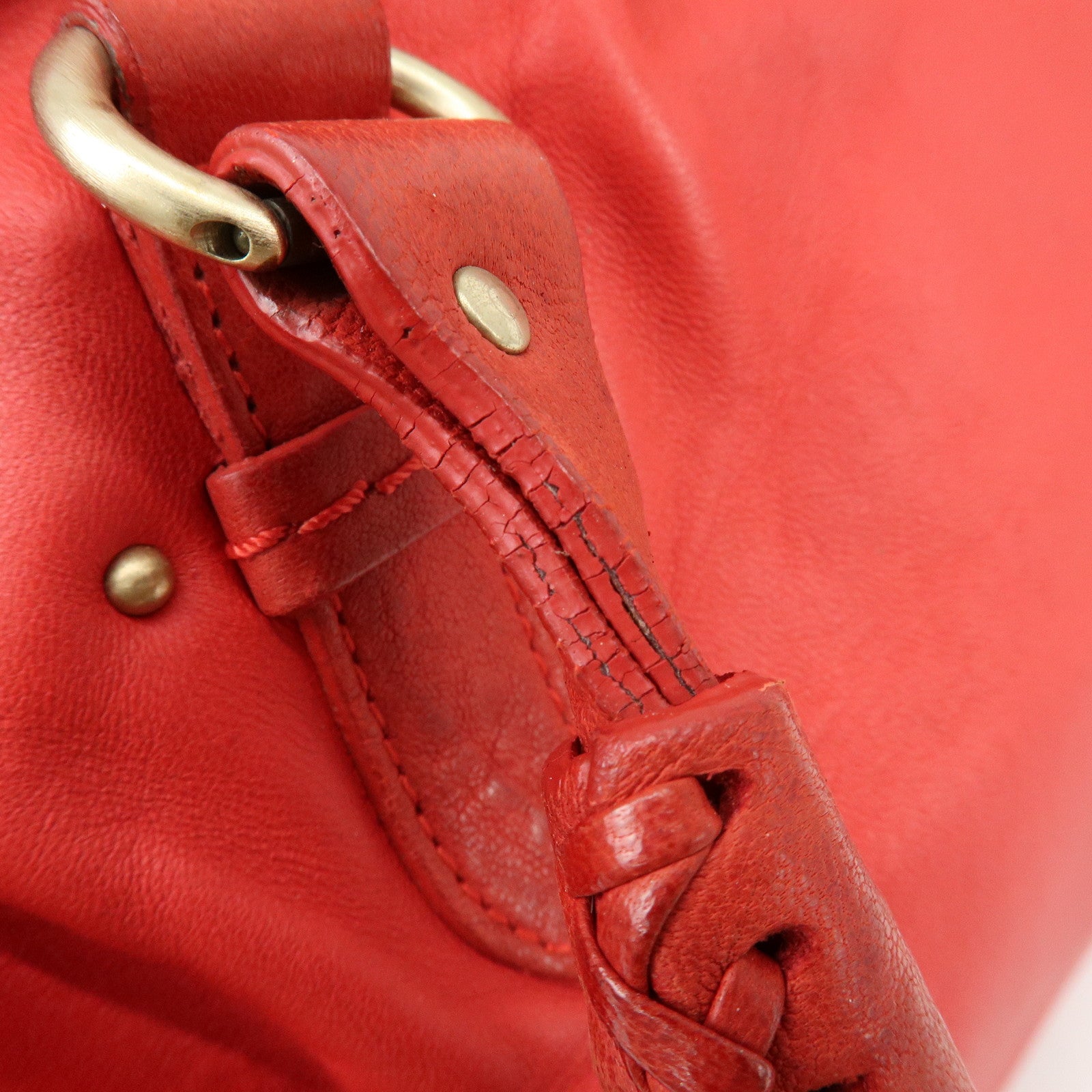 Christian Dior My Dior Logo Leather Hand Bag Satchel Bag Red