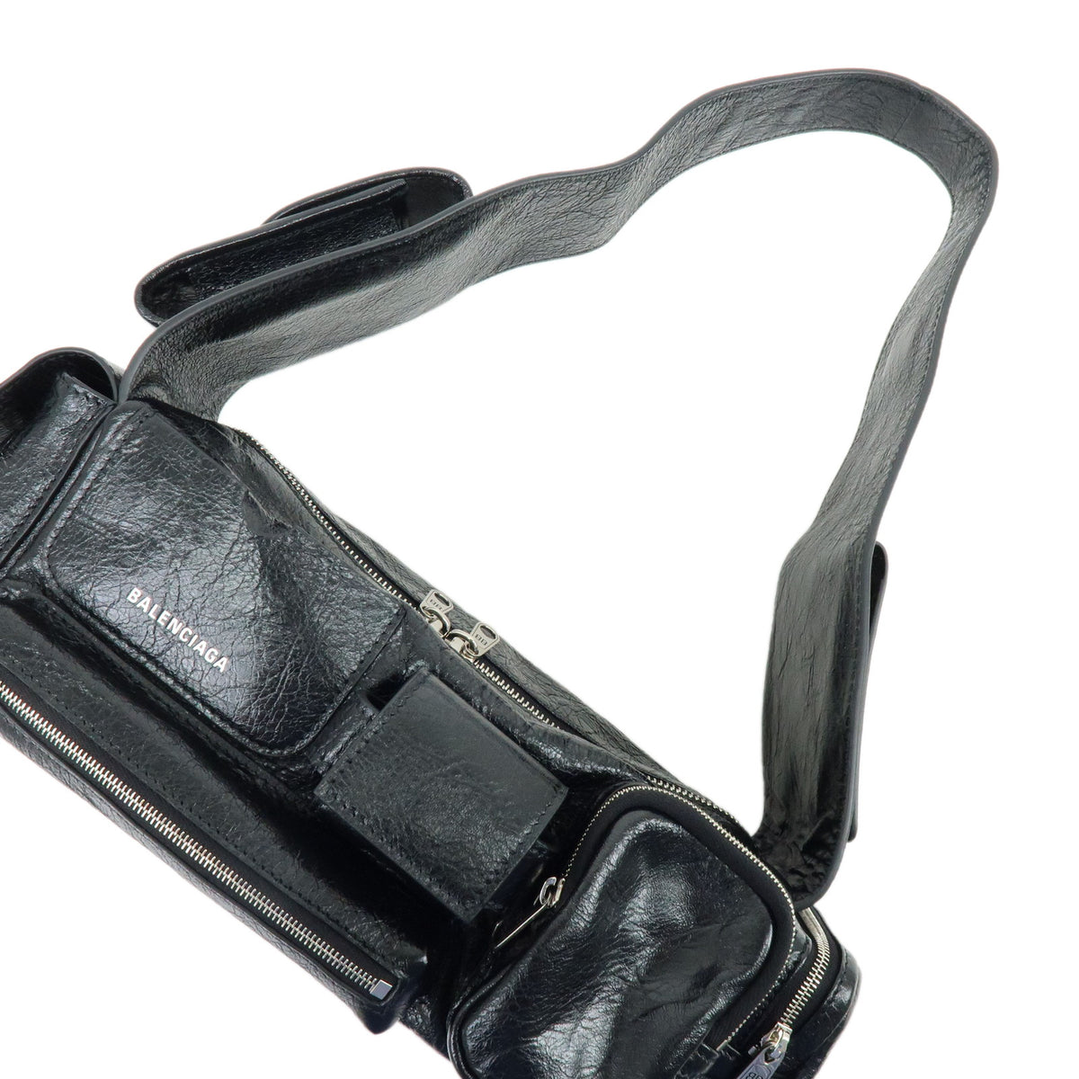 BALENCIAGA Superbusy XS Leather Sling Bag Shoulder Bag Black 762516
