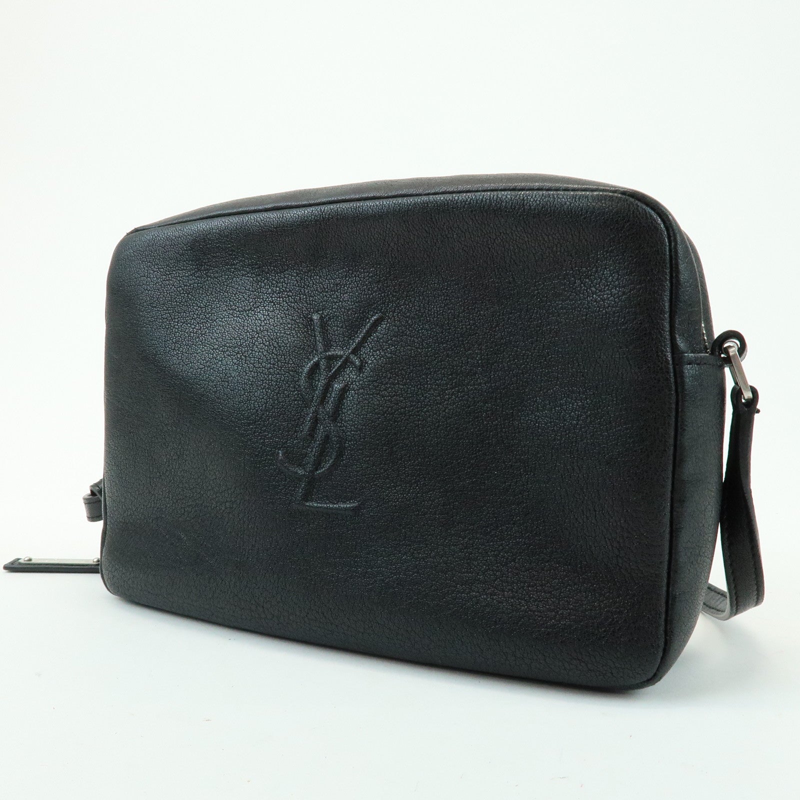 SAINT LAURENT PARIS Lou Cassandra Leather Shoulder Bag Tassel Black
