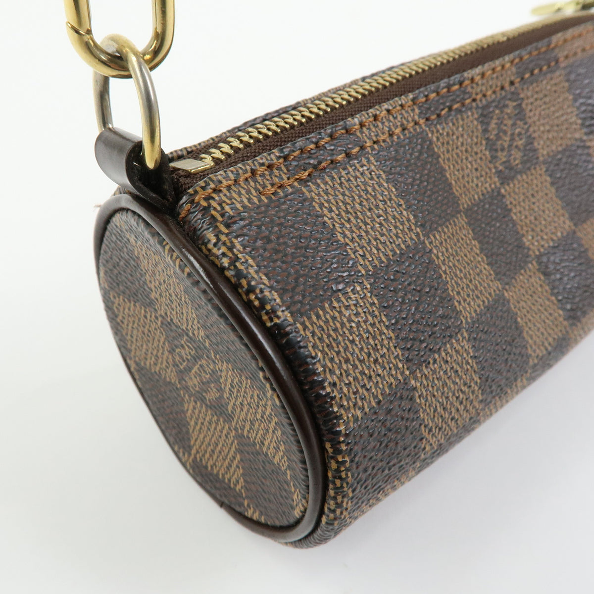 Louis Vuitton Damier Canvas Leather Mini Pouch for Papillon Bag Brown