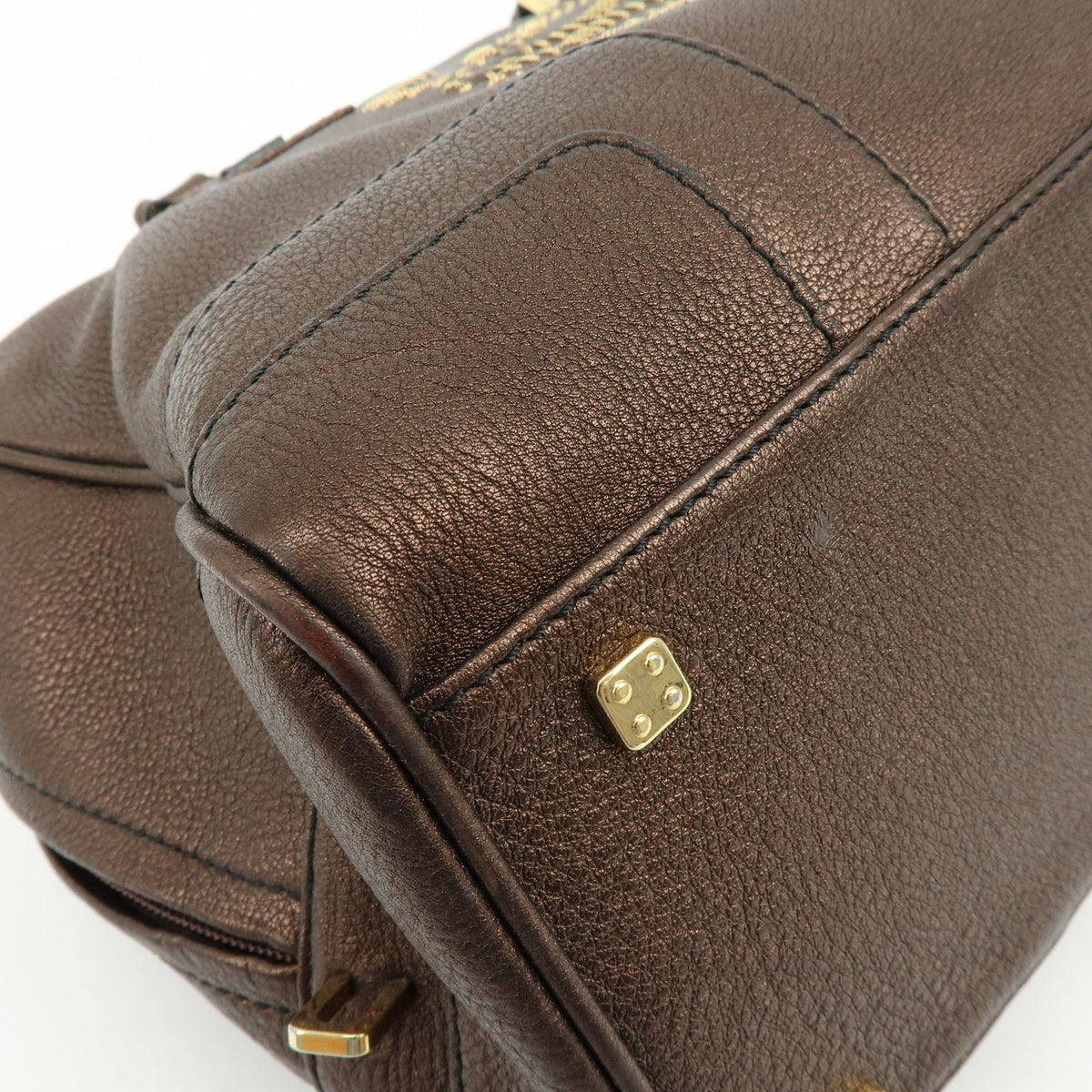 LOEWE Anagram Amazona 36 Hand Bag Boston Bag Metallic Brown