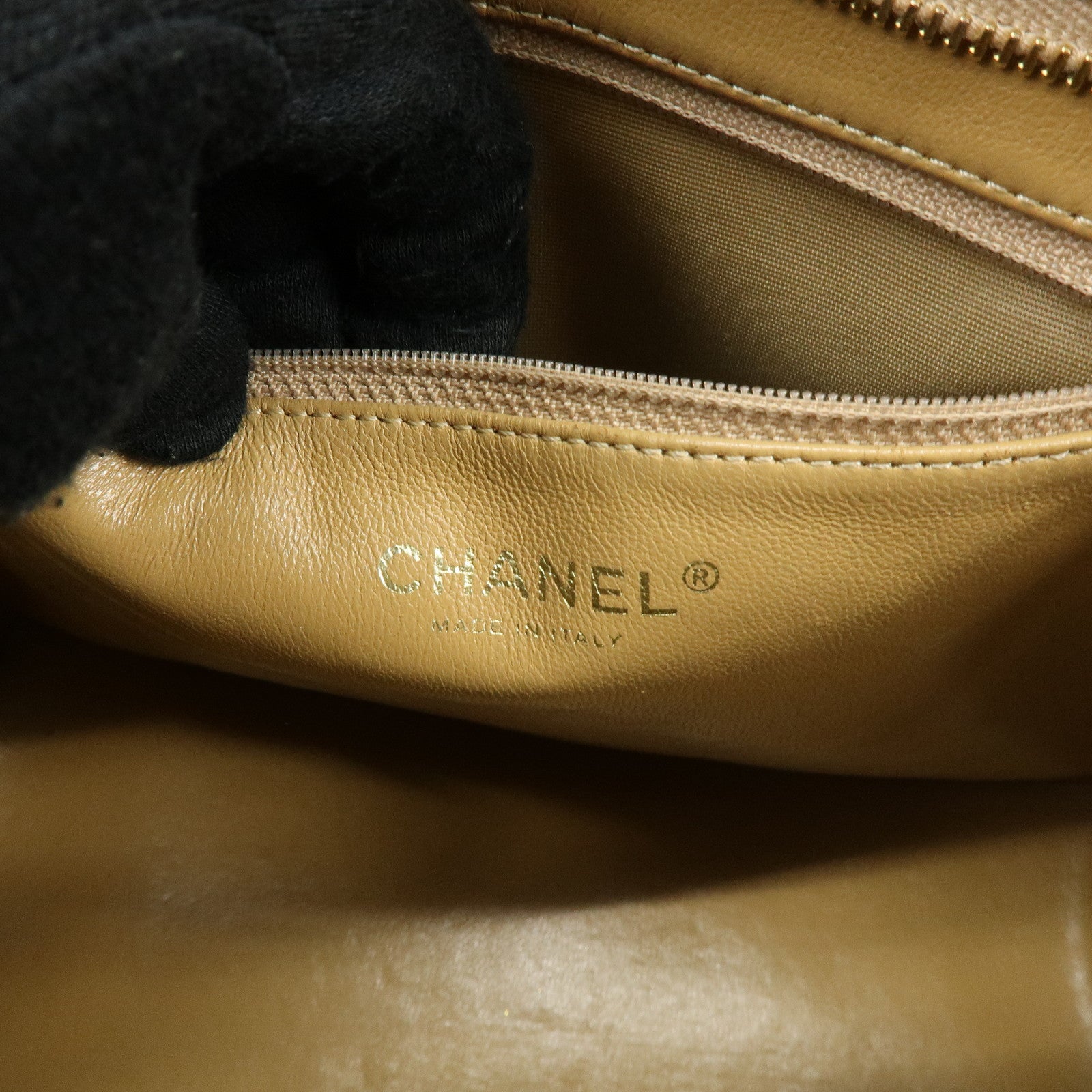 CHANEL Matelasse COCO Mark Caviarskin Medallion Tote Bag Beige A01804