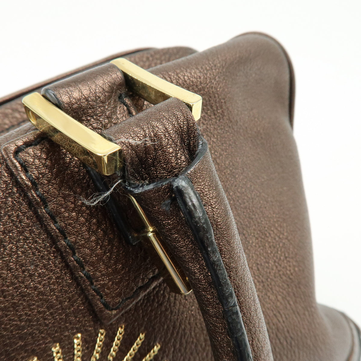 LOEWE Anagram Amazona 36 Hand Bag Boston Bag Metallic Brown