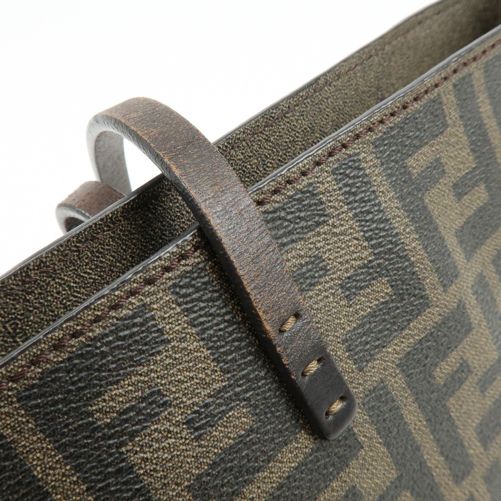 FENDI Zucca PVC Leather Tote Bag Shoulder Bag Brown 8BH198