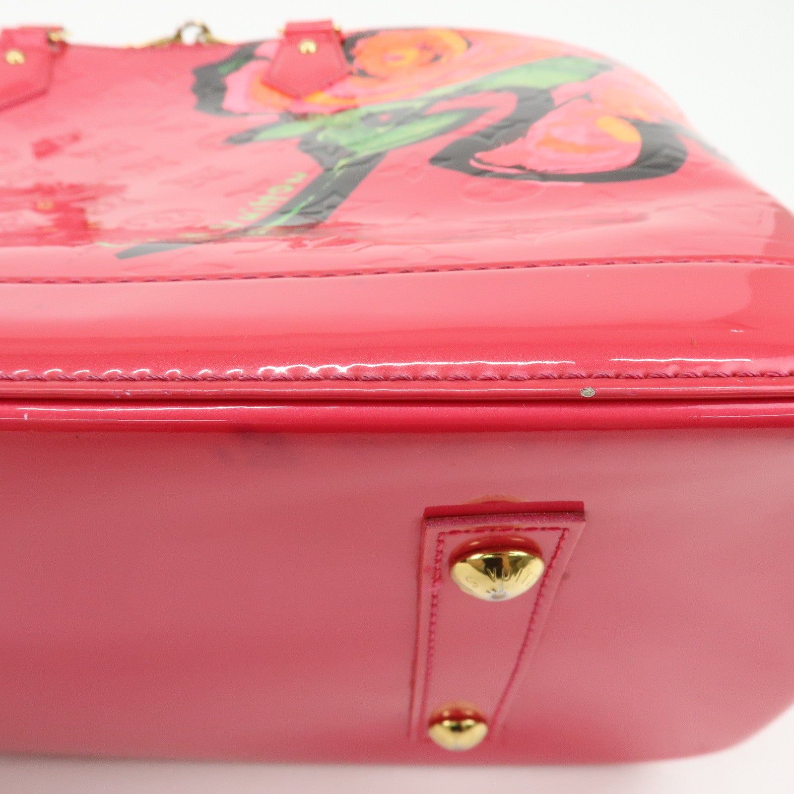 Louis Vuitton Monogram Rose Vernis Alma MM Hand Bag Rose Pop M93686