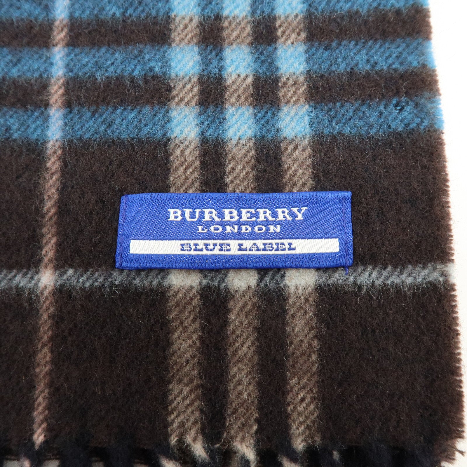 BURBERRY BLUE LABEL Wool 100% Scarf Dark Brown Blue