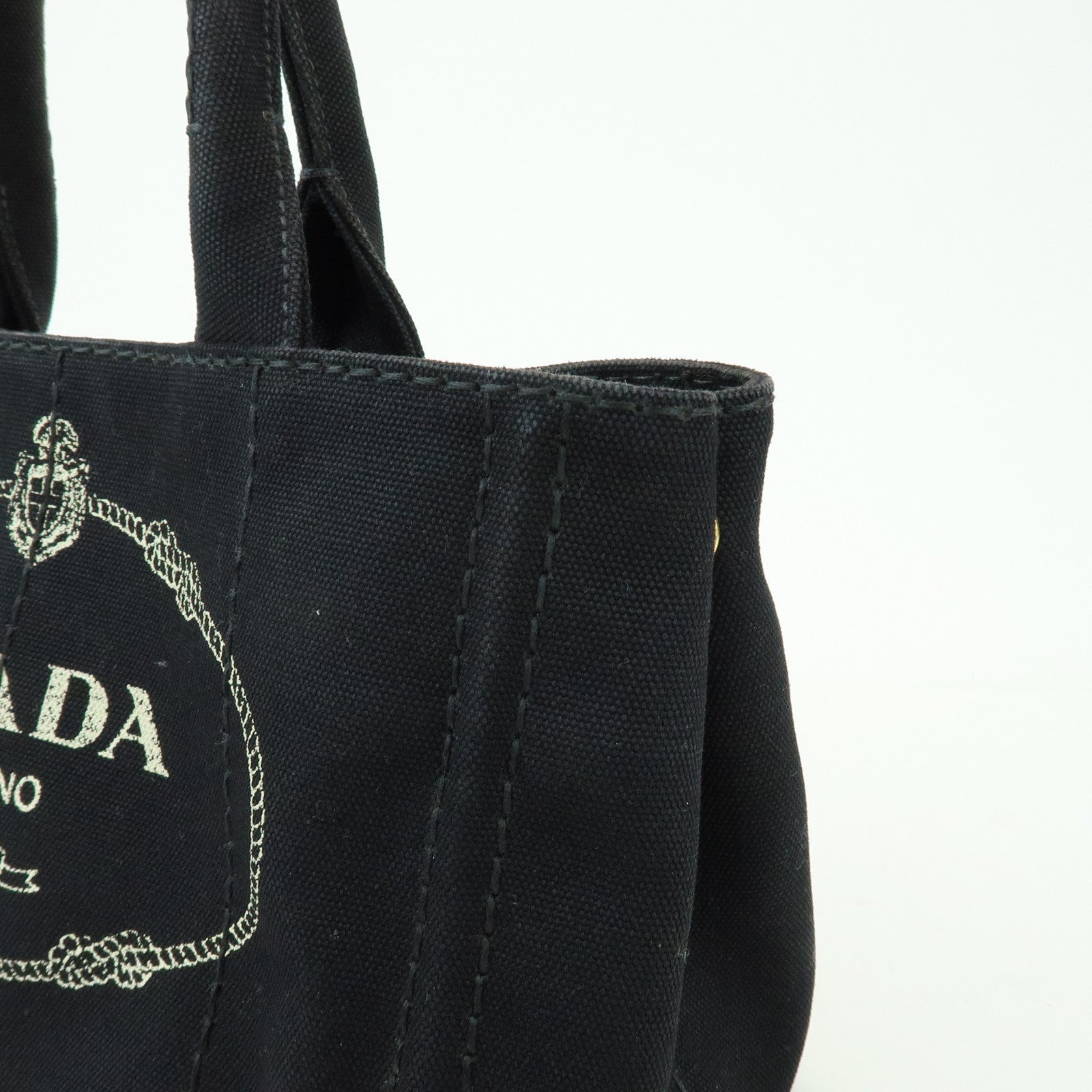 PRADA Canapa Mini Canvas 2Way Bag Hand Bag Black 1BG439