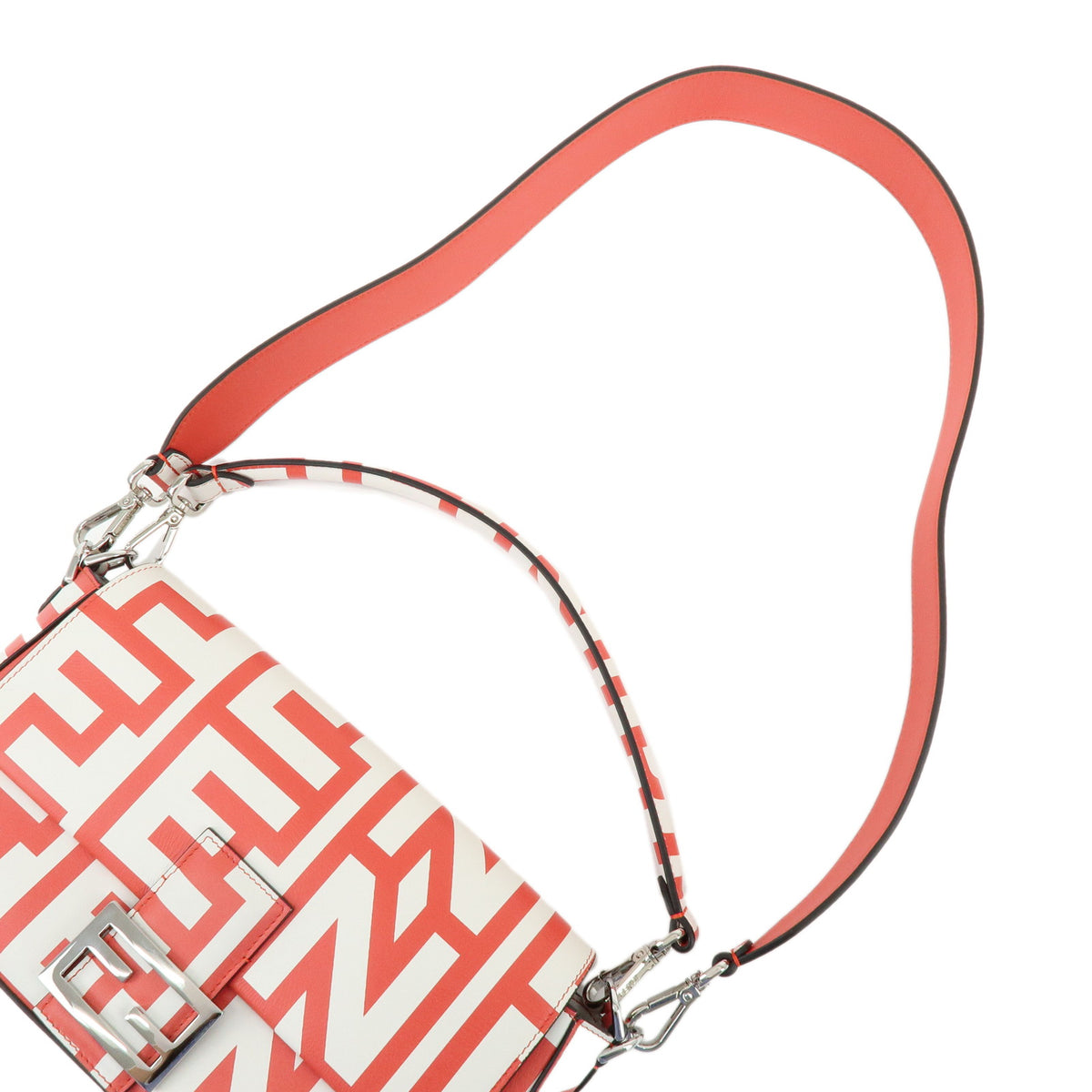FENDIxMarc Jacobs Mamma Baguette Leather Shoulder Bag Red White 8BR600