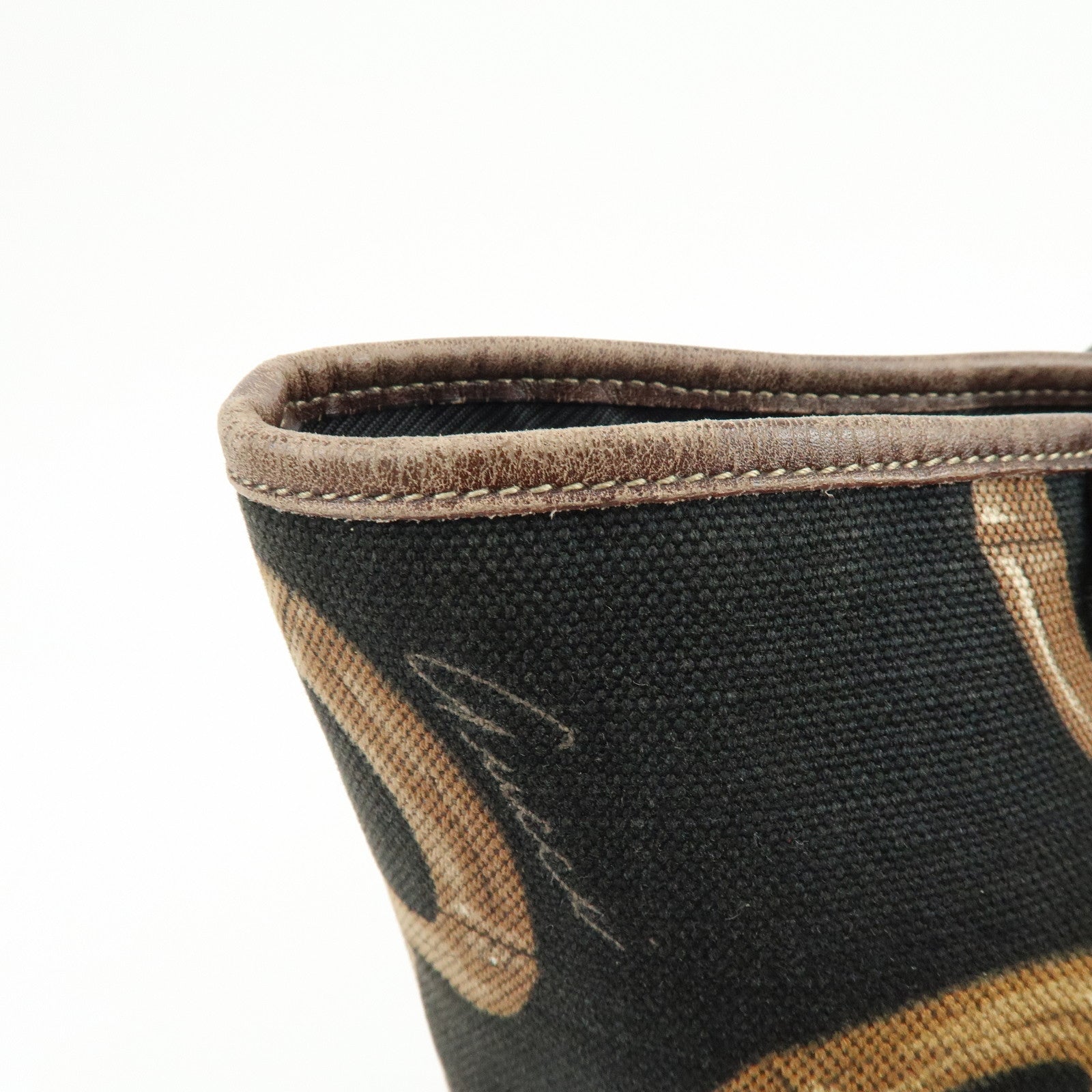 GUCCI Horsebit Interlocking G Canvas Leather Tote Bag Black 154402