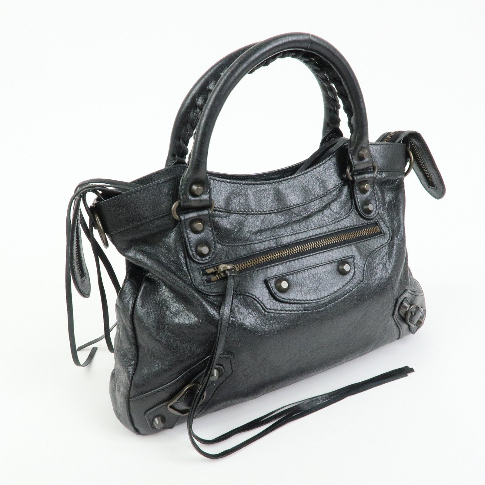 BALENCIAGA The Town Leather 2Way Bag Hand Bag Black 240579