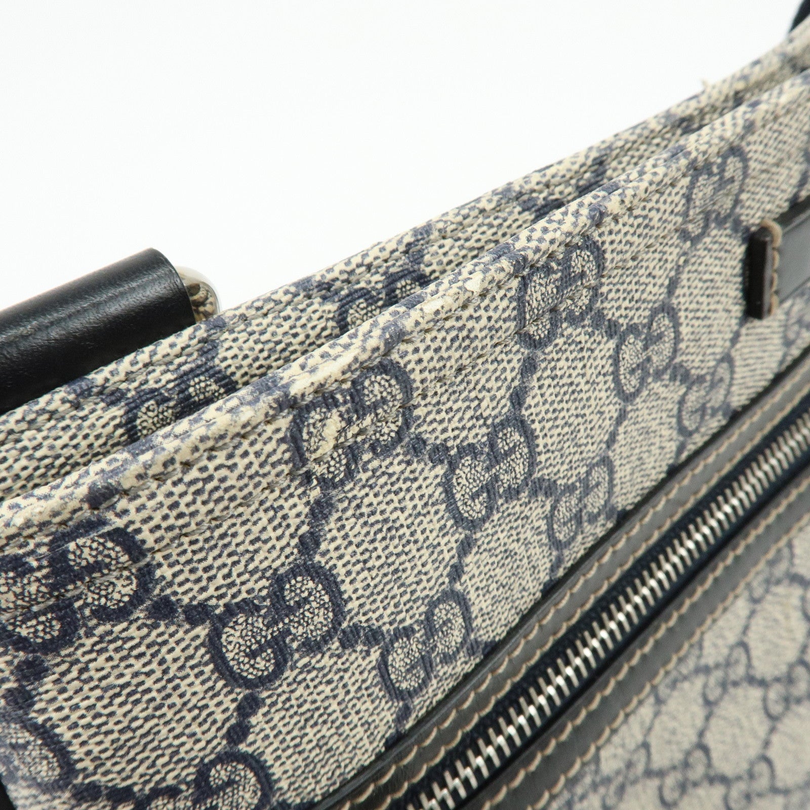 GUCCI GG Supreme Leather Shoulder Crossbody Bag Blue Beige 295257