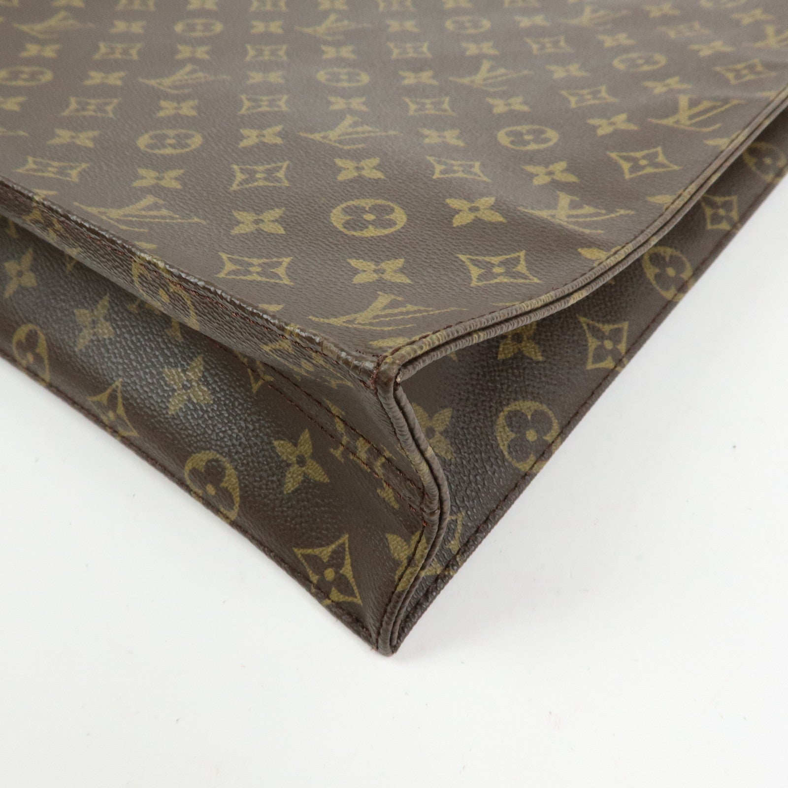 Louis Vuitton Monogram Sac Plat Tote Bag Hand Bag Brown M51140