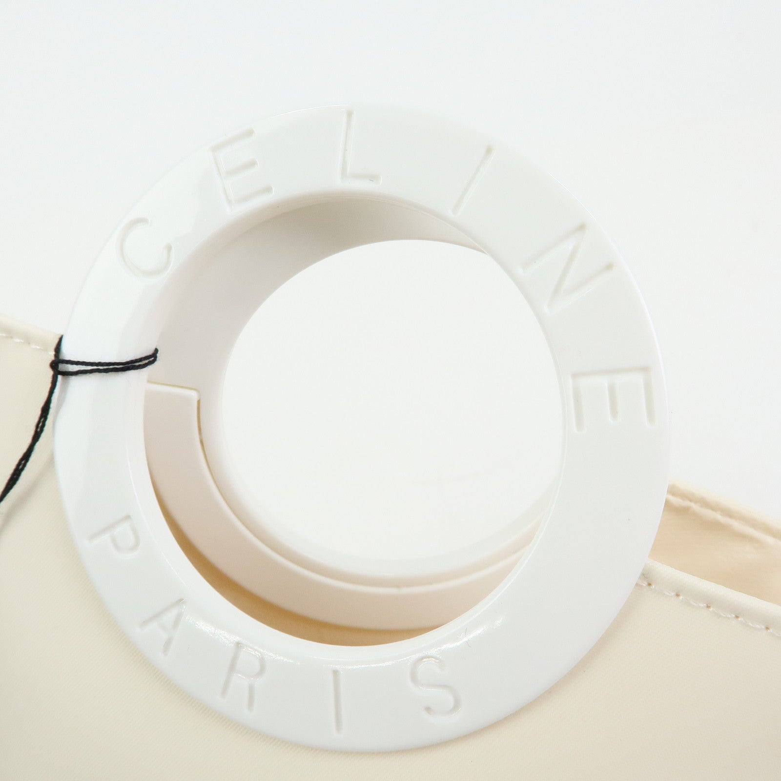 Celine Circle Logo Nylon Cotton Hand Bag Off White Yellow Multicolor