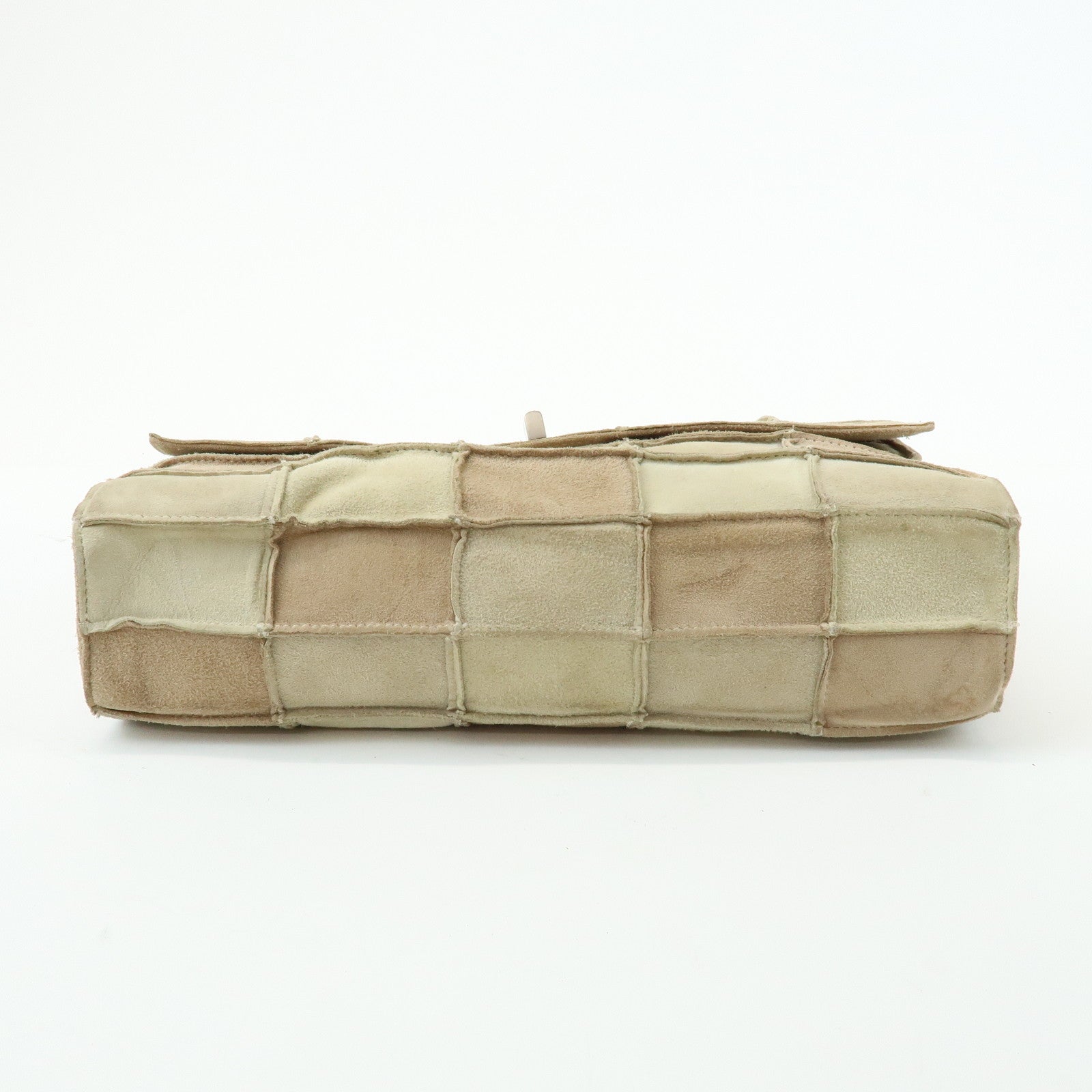 CHANEL 2.55 Suede Patchwork Chain Shoulder Bag Beige A14528
