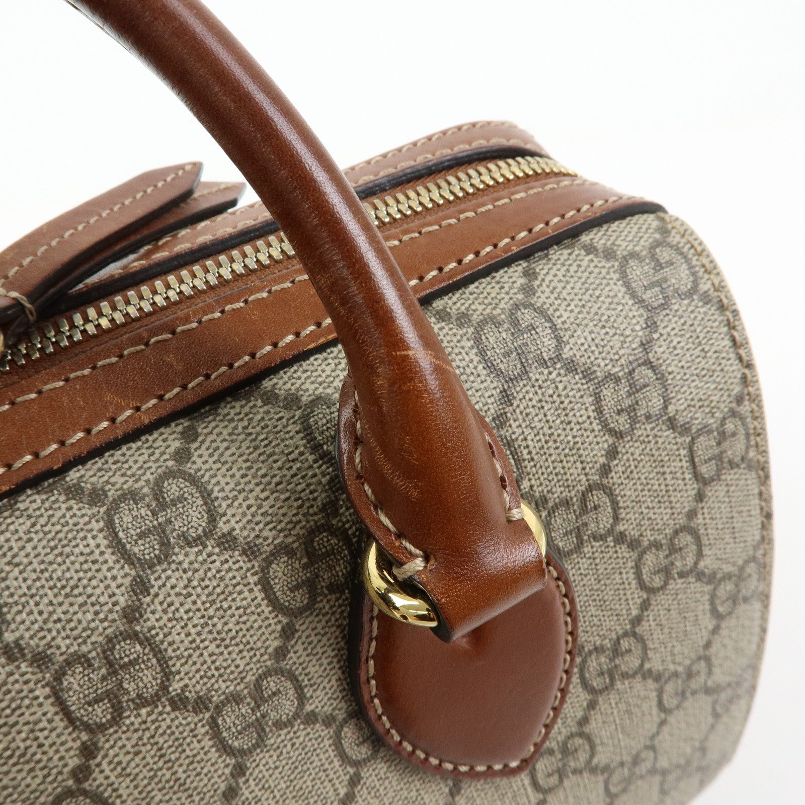 GUCCI GG Supreme Leather 2Way Bag Boston Bag Shoulder Bag Brown 409529